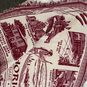 Vintage Red and Cream Tapestry or Throw